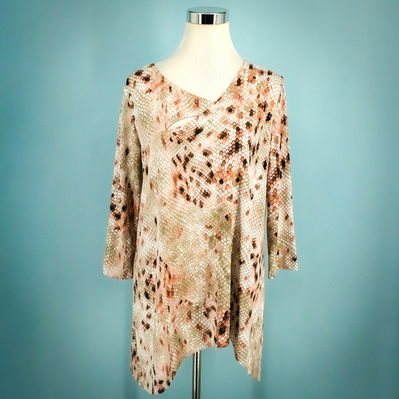 Clara Sun Woo Tops - Clara Sun Woo Size Medium M Snake Snakeskin Print Cut Out Asymmetrical Tunic Top